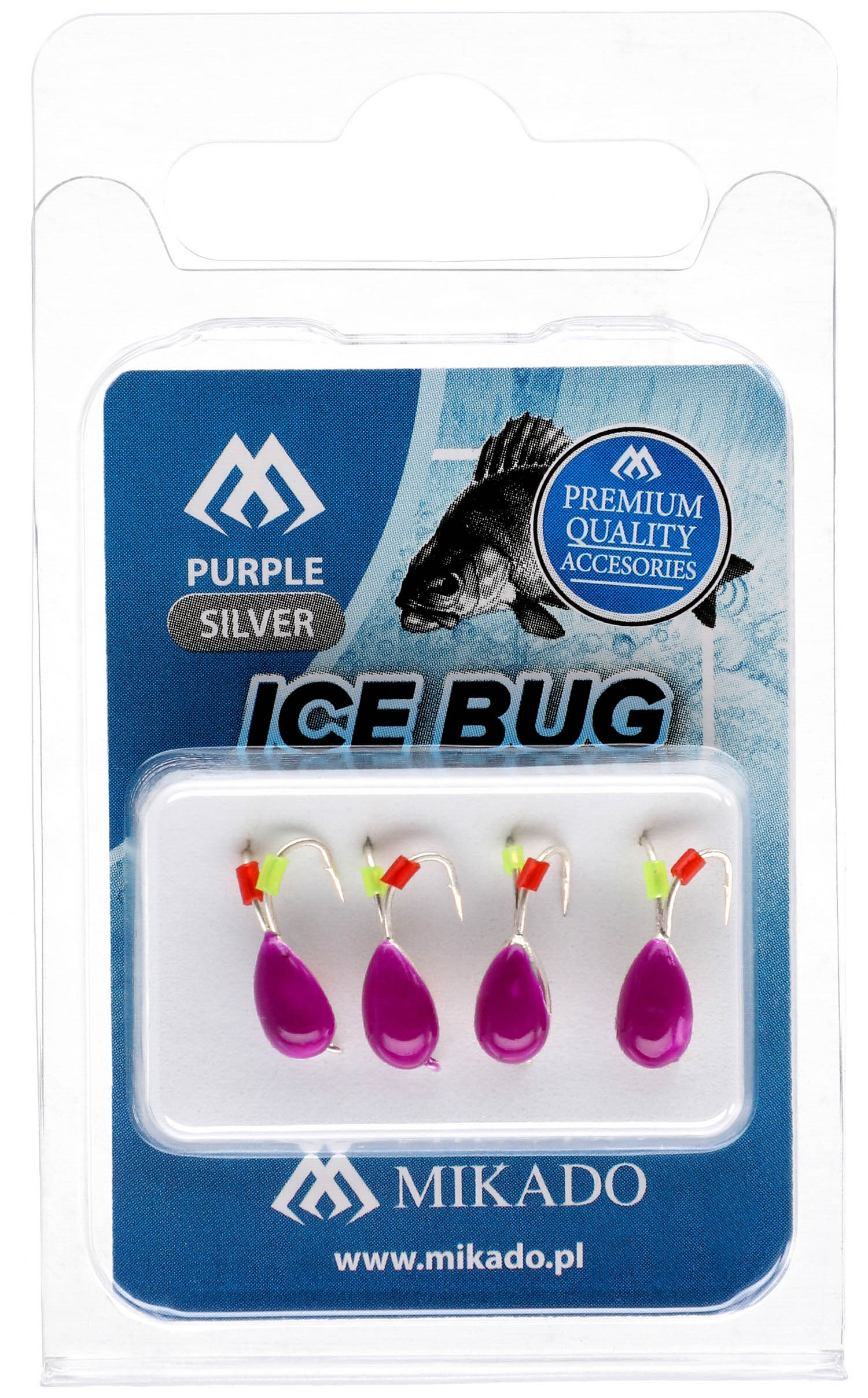 LURE - ICE BUG size 4mm - PURPLE AND SILVER - 4 pcs.