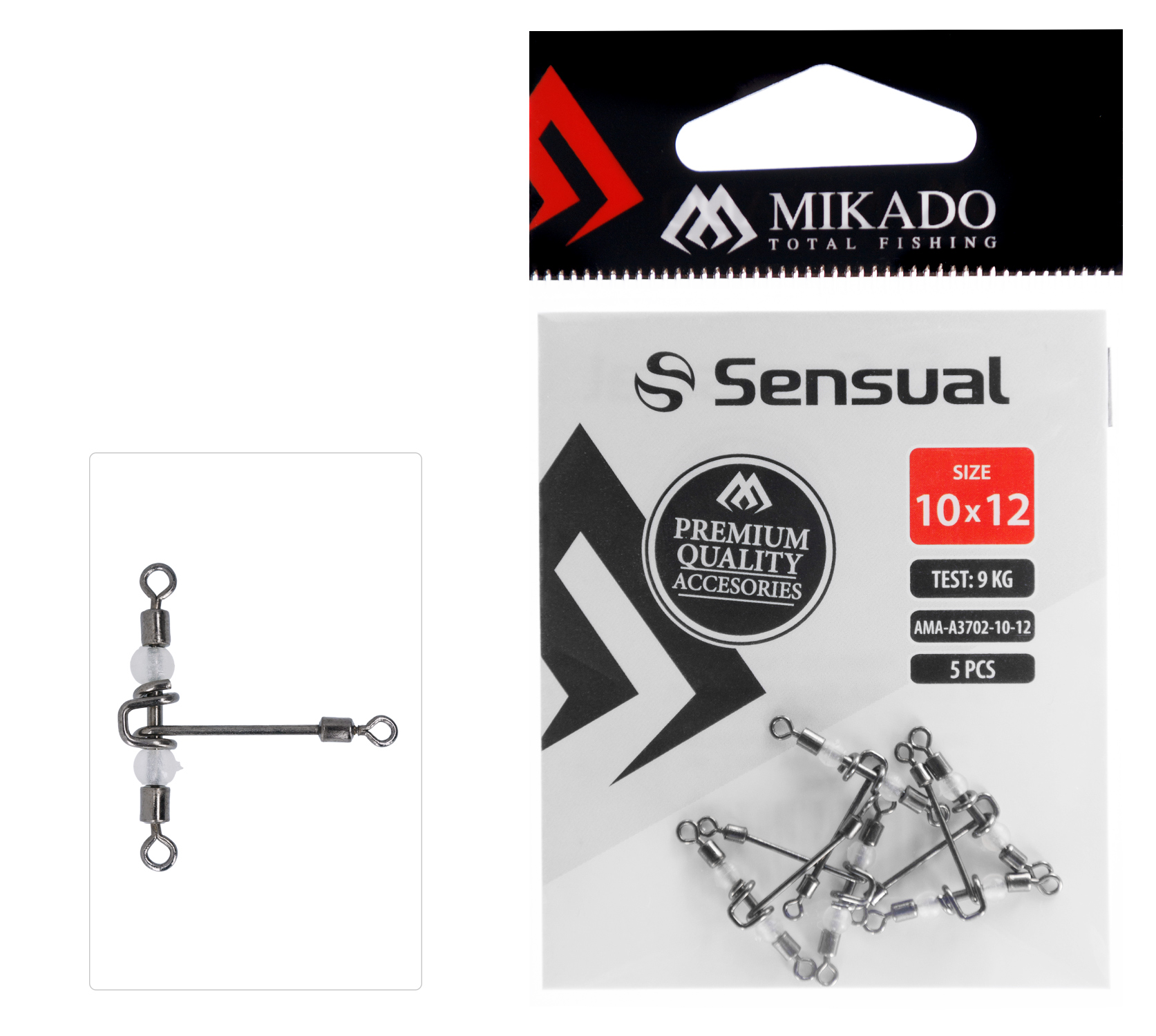 ROLLER SWIVEL - TRIPLE WITH "T" TYPE BEADS - size 6/7 BN - 5 pcs.