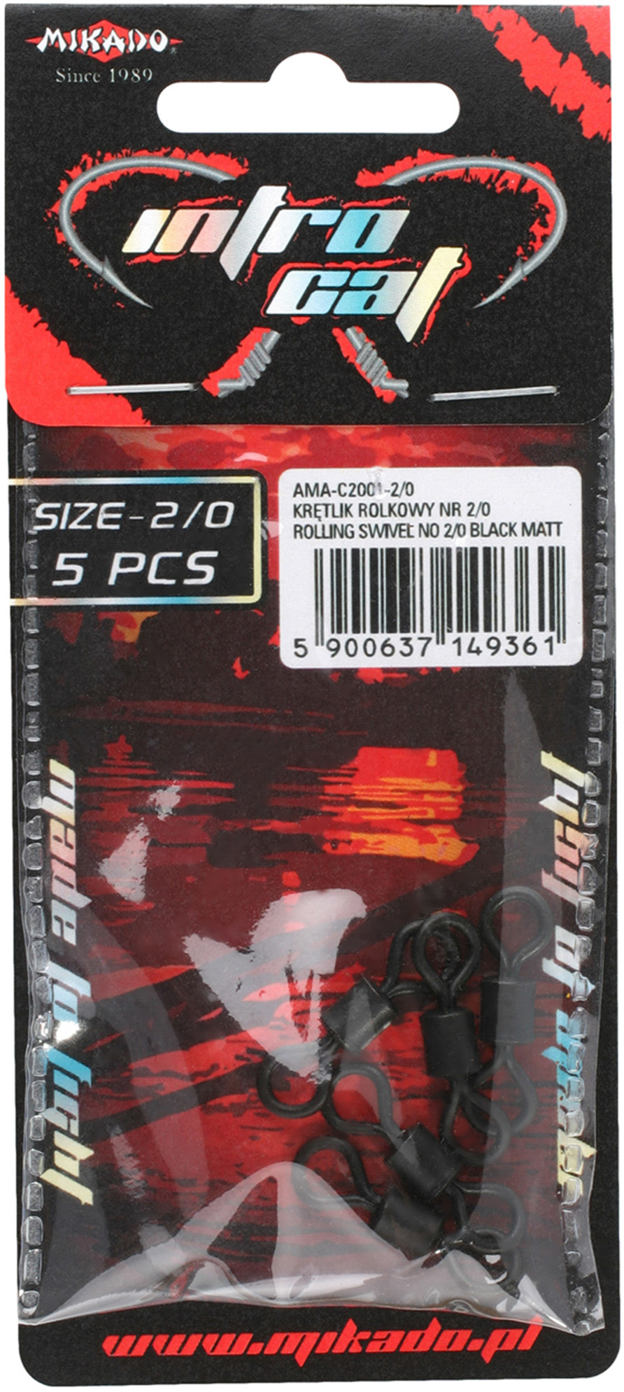 ROLLER SWIVEL - NO 2/0 - BLACK MAT - 5 pcs.