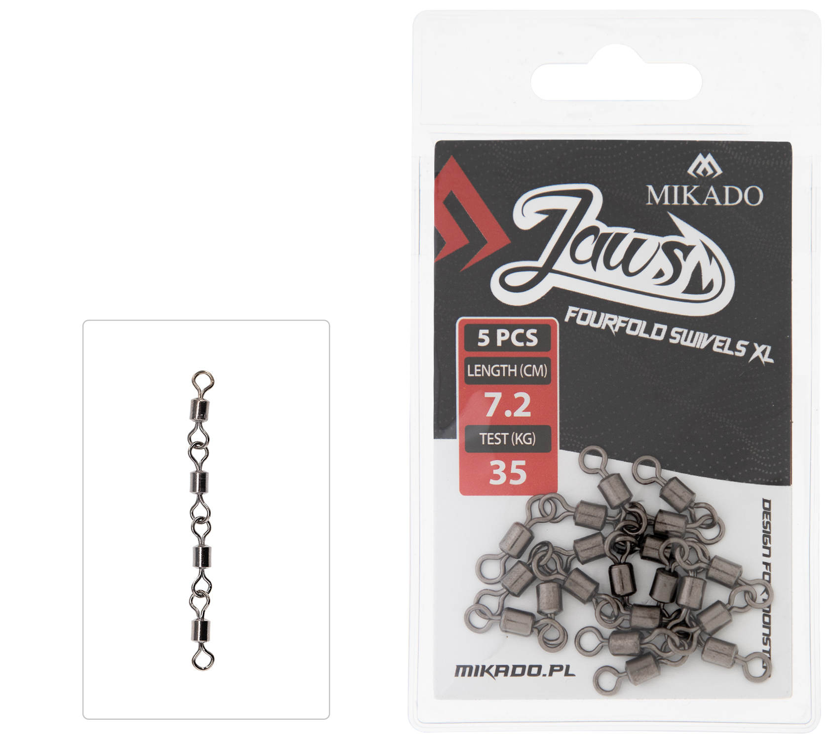 SWIVEL - JAWS FOURFOLD SWIVELS XL - 35kg - 5 pcs.