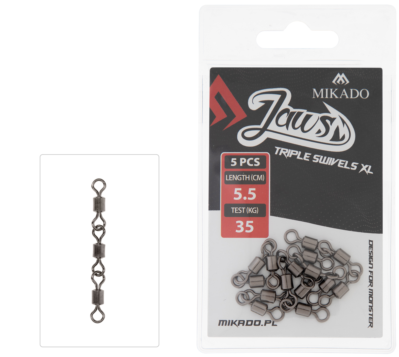 SWIVEL - JAWS TRIPLE SWIVELS XL - 35kg - 5 pcs.