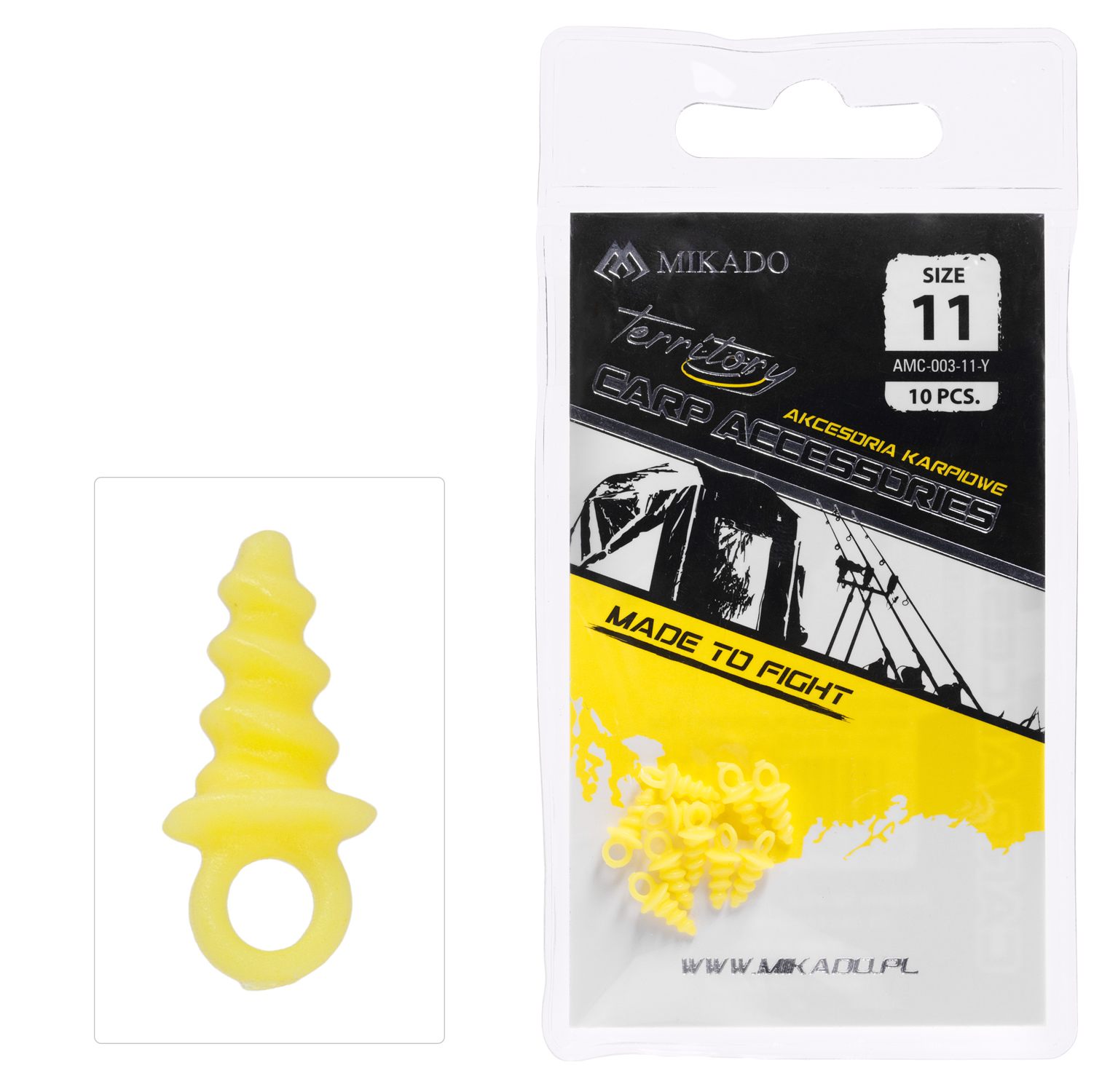 SCREW - FOR BOILIES PLASTIC - 11mm - YELLOW - 10 pcs.