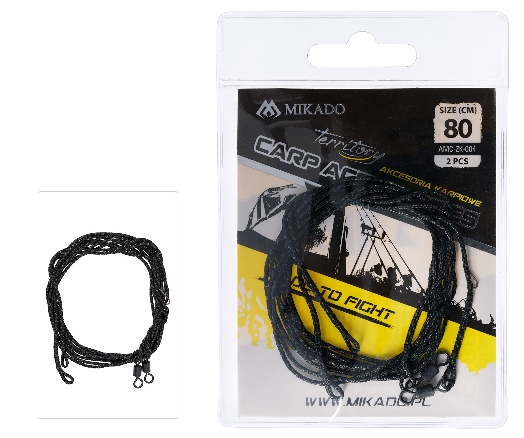 LEADER - CARP SET - LEADCORE 80CM WITH SWIVEL - 2 pcs.