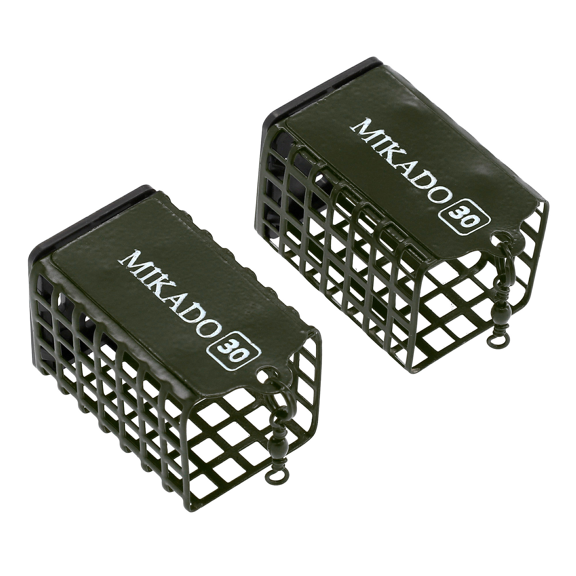 FEEDER - SQUARE WITH BOTTOM -15g - (30x30x55mm) - DARK OLIVE - 2 pcs.