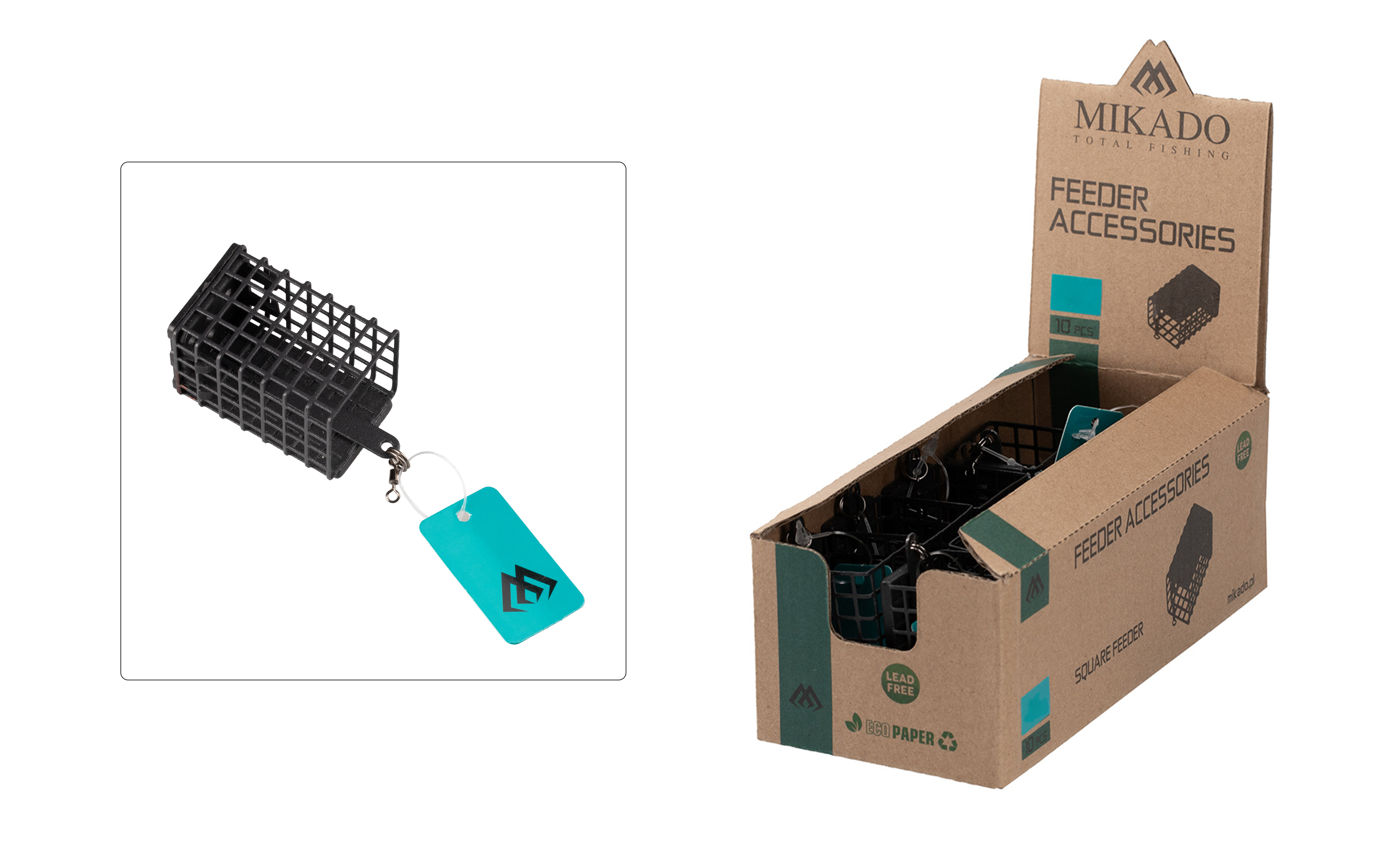 FEEDER - SQUARE WITH BOTTOM - 100g - (30x30x55mm) - 1 pcs.