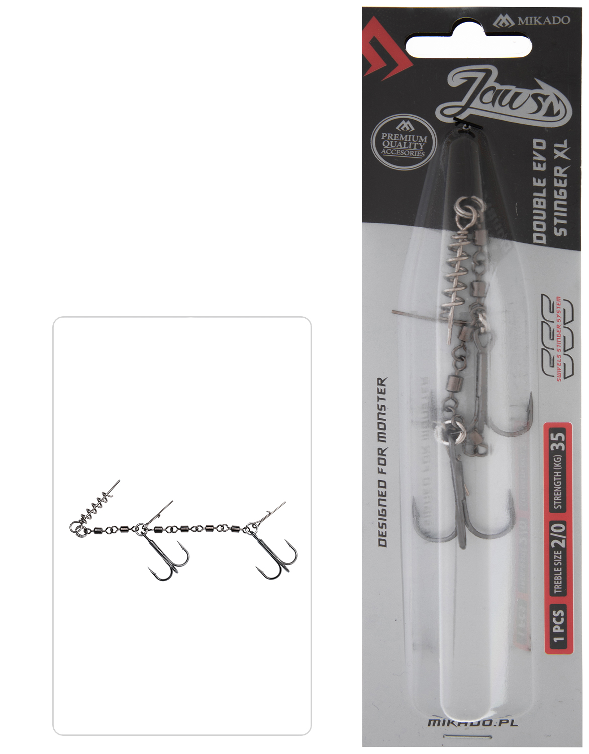 STINGER - JAWS DOUBLE EVO STINGER XL - 35kg - TREBLE HOOK NO 2/0 - 1 pcs.