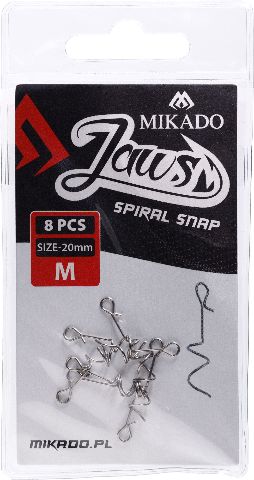 SCREW - WITH A CLIP FOR HOOK OFFSET JAWS SPIRAL SNAP XS - 10mm - 8 pcs.