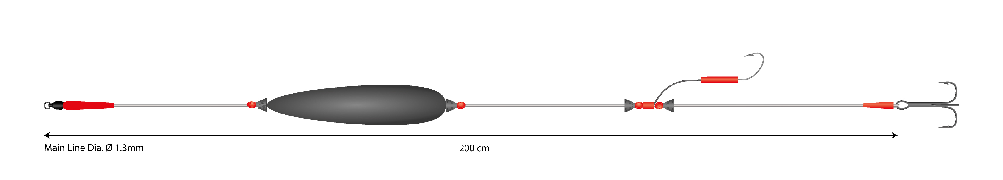 SET - CATFISH - MONO CATFISH SET III - BIG BAIT READY RIG 10g/200cm/100kg - treble hook: 2/0 HOOK NO 4/0 - 1 pcs.