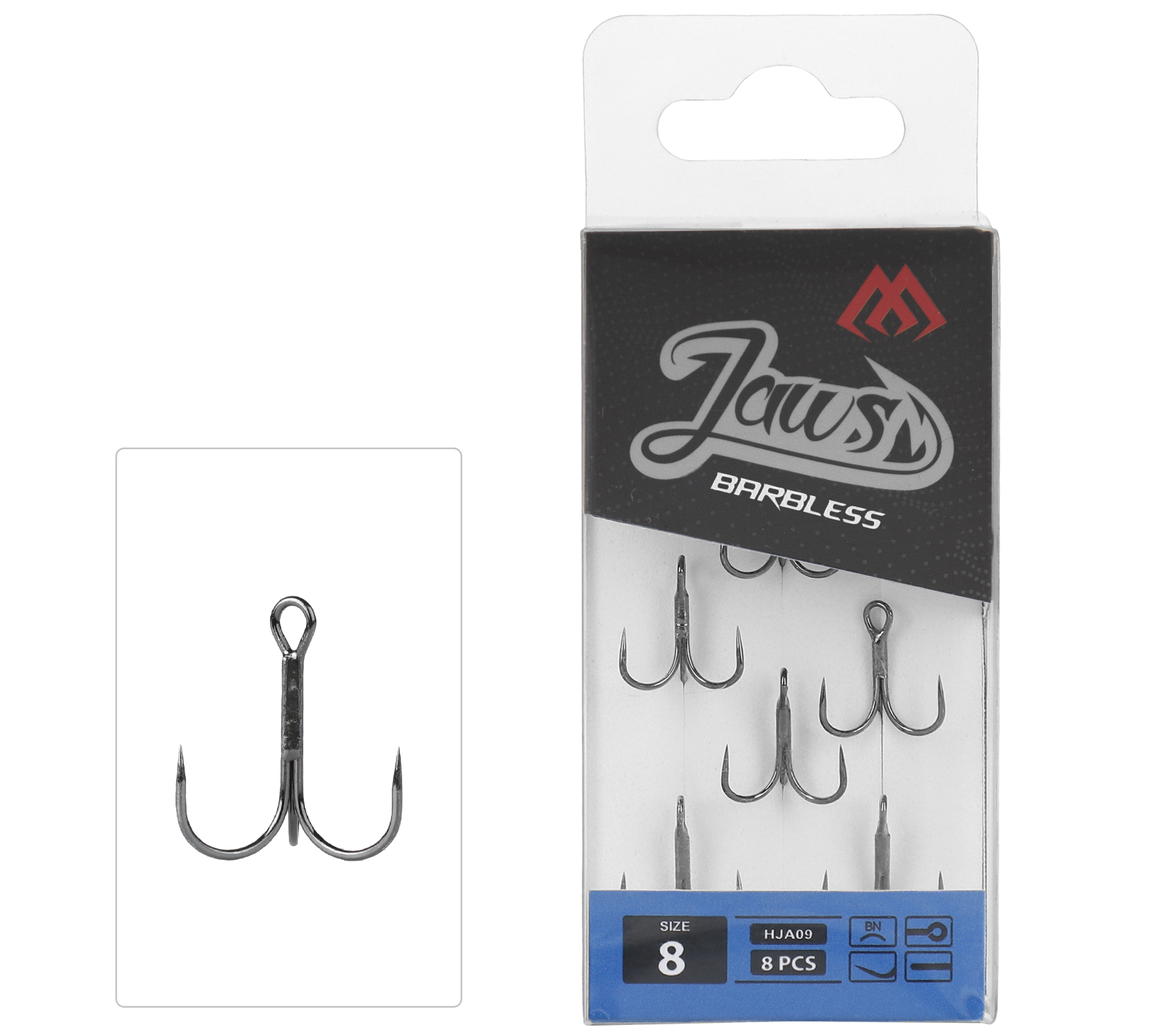 TREBLE HOOK BARBLESS - JAWS BARBLESS NO 10 - 8 pcs.