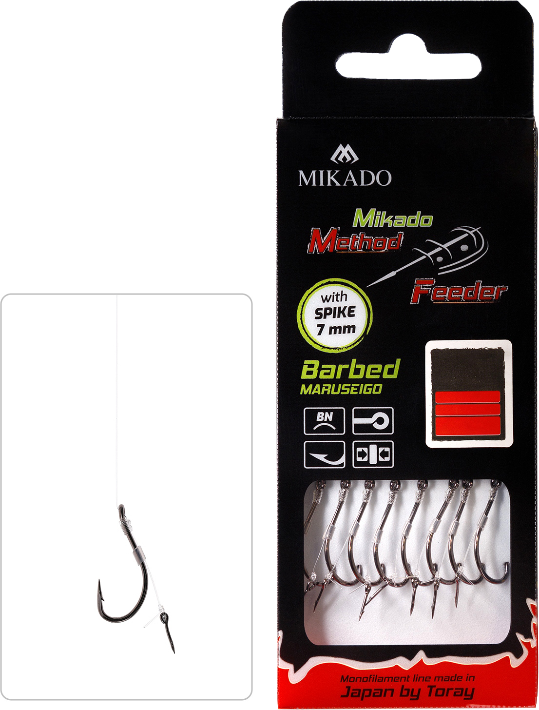 MF RIG - WITH SPIKE - BARBED HOOKS NO 12 / monoline: 0.23mm/10cm - 8 pcs.