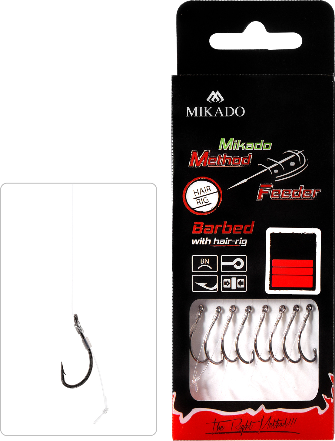 MF RIG - WITH HAIR - HOOK WITH BARB NO 10 / line: 0.23mm/10cm - 8 pcs.