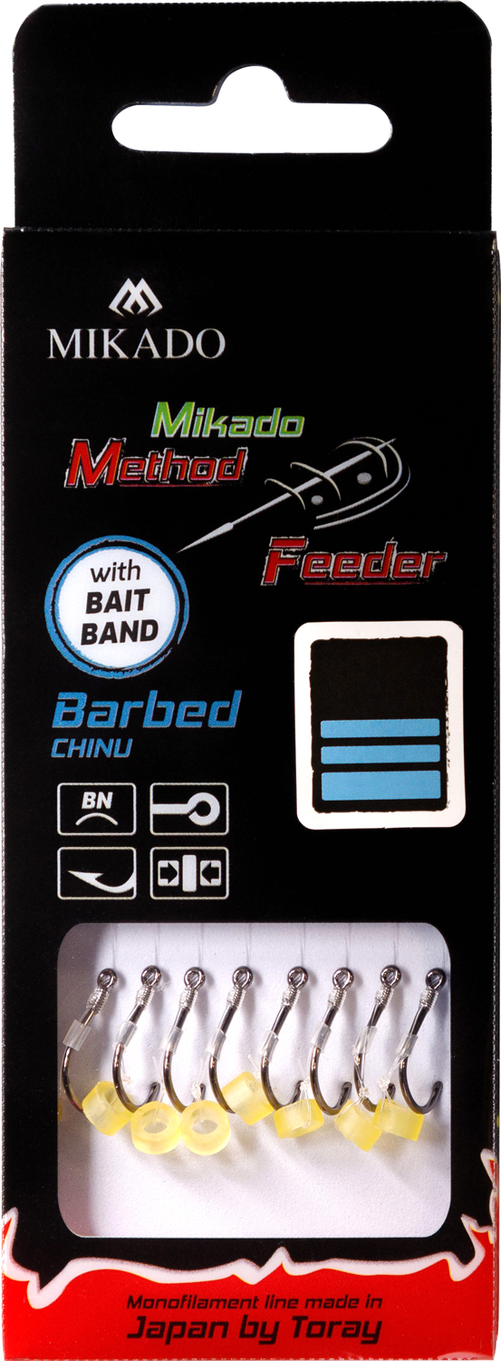 MF RIG - WITH RUBBER - BARBED HOOKS NO 4 / monoline: 0.28mm/10cm - 8 pcs.