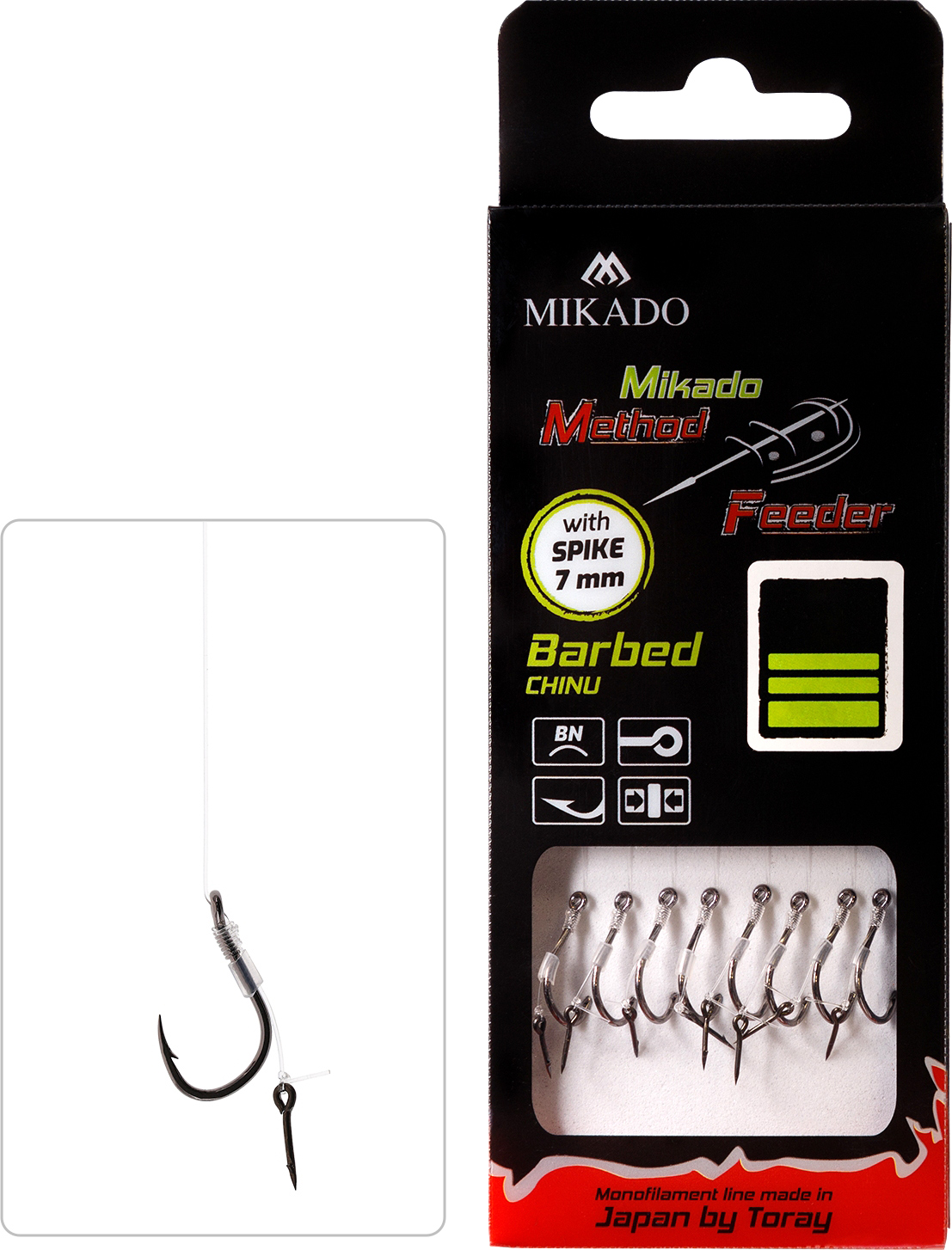 MF RIG - WITH SPIKE - BARBED HOOKS NO 10 / monoline: 0.23mm/10cm - 8 pcs.