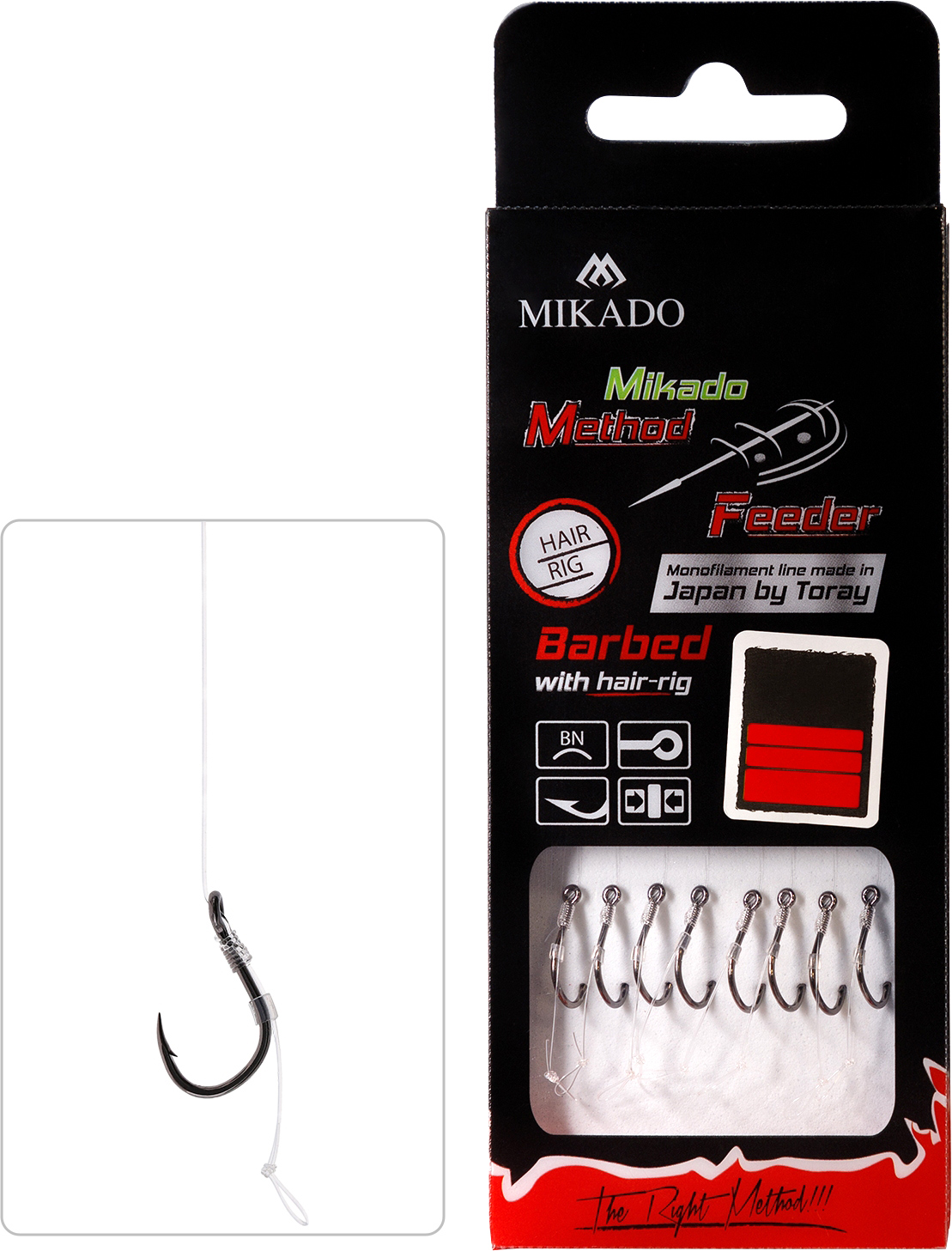 MF RIG - WITH HAIR - HOOK WITH BARB NO 12 / line: 0.23mm/10cm - 8 pcs.