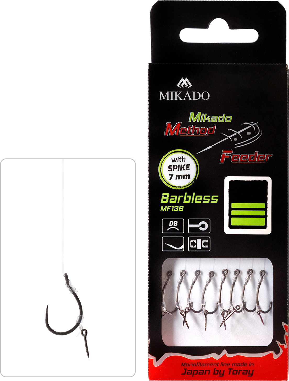 MF RIG - WITH SPIKE - BARBLESS HOOKS NO 10 / monoline: 0.20mm/10cm - 8 pcs.