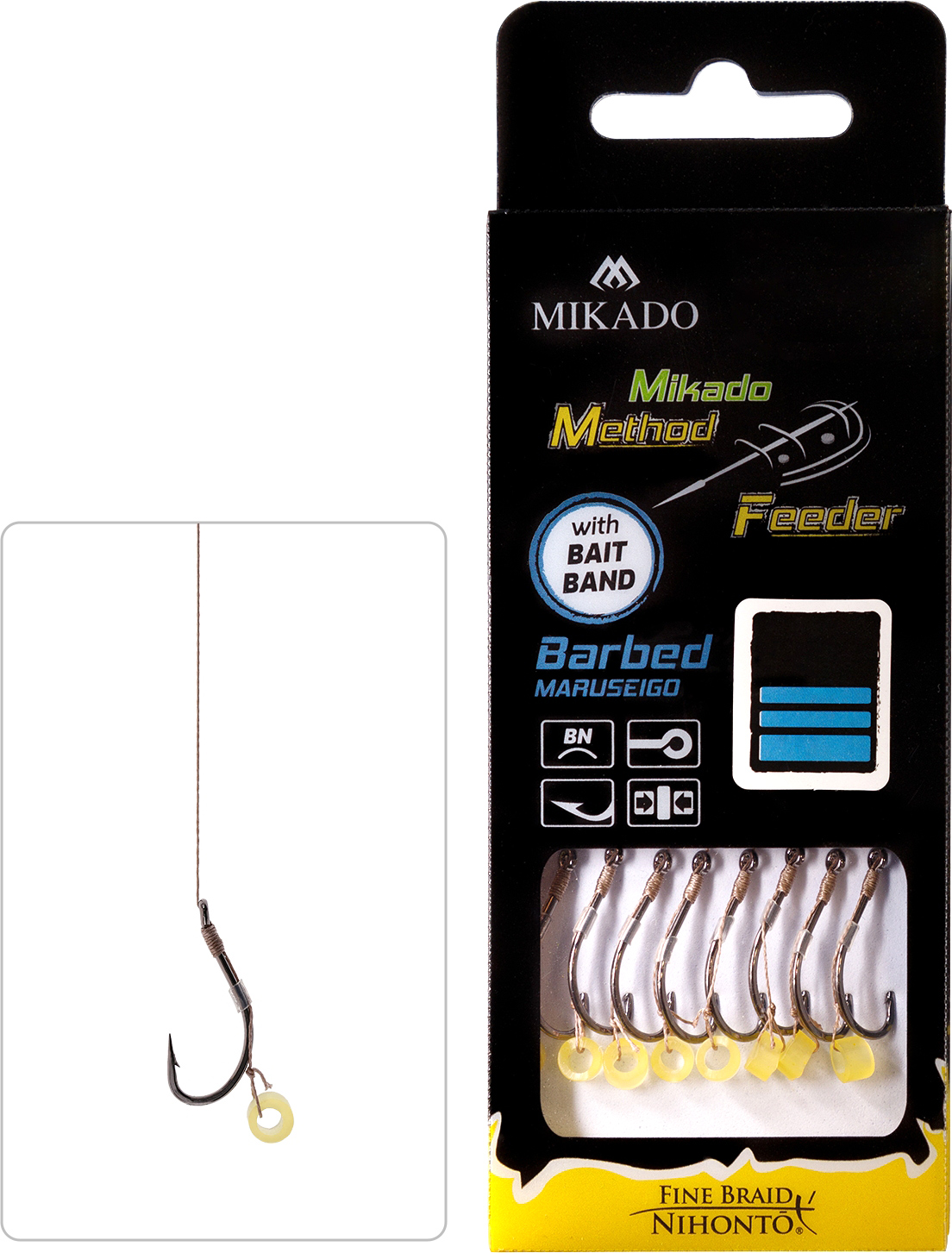 MF RIG - WITH RUBBER - BARBED HOOKS NO 10 / braid: 0.12mm/10cm - 8 pcs.