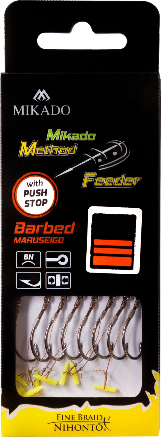 MF RIG - WITH PUSH STOP - BARBED HOOKS NO 12 / braid: 0.12mm/10cm - 8 pcs.