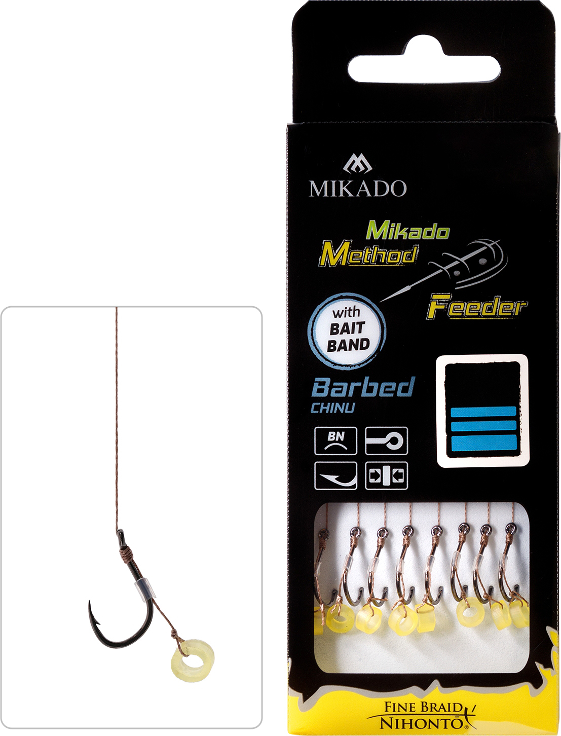 MF RIG - WITH RUBBER - BARBED HOOKS NO 10 / braid: 0.12mm/10cm - 8 pcs.