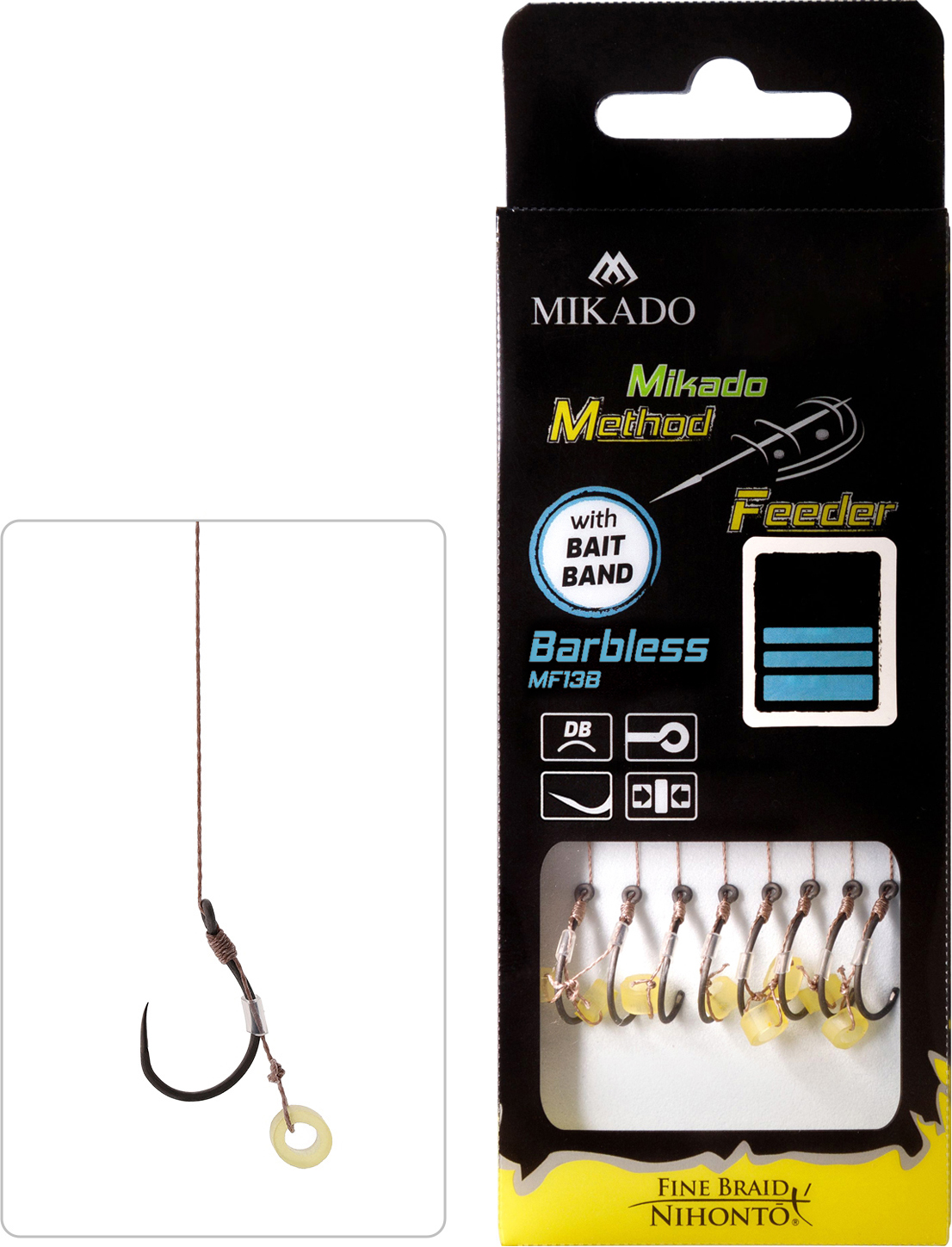 MF RIG - WITH RUBBER - BARBLESS HOOKS NO 10 / braid: 0.12mm/10cm - 8 pcs.