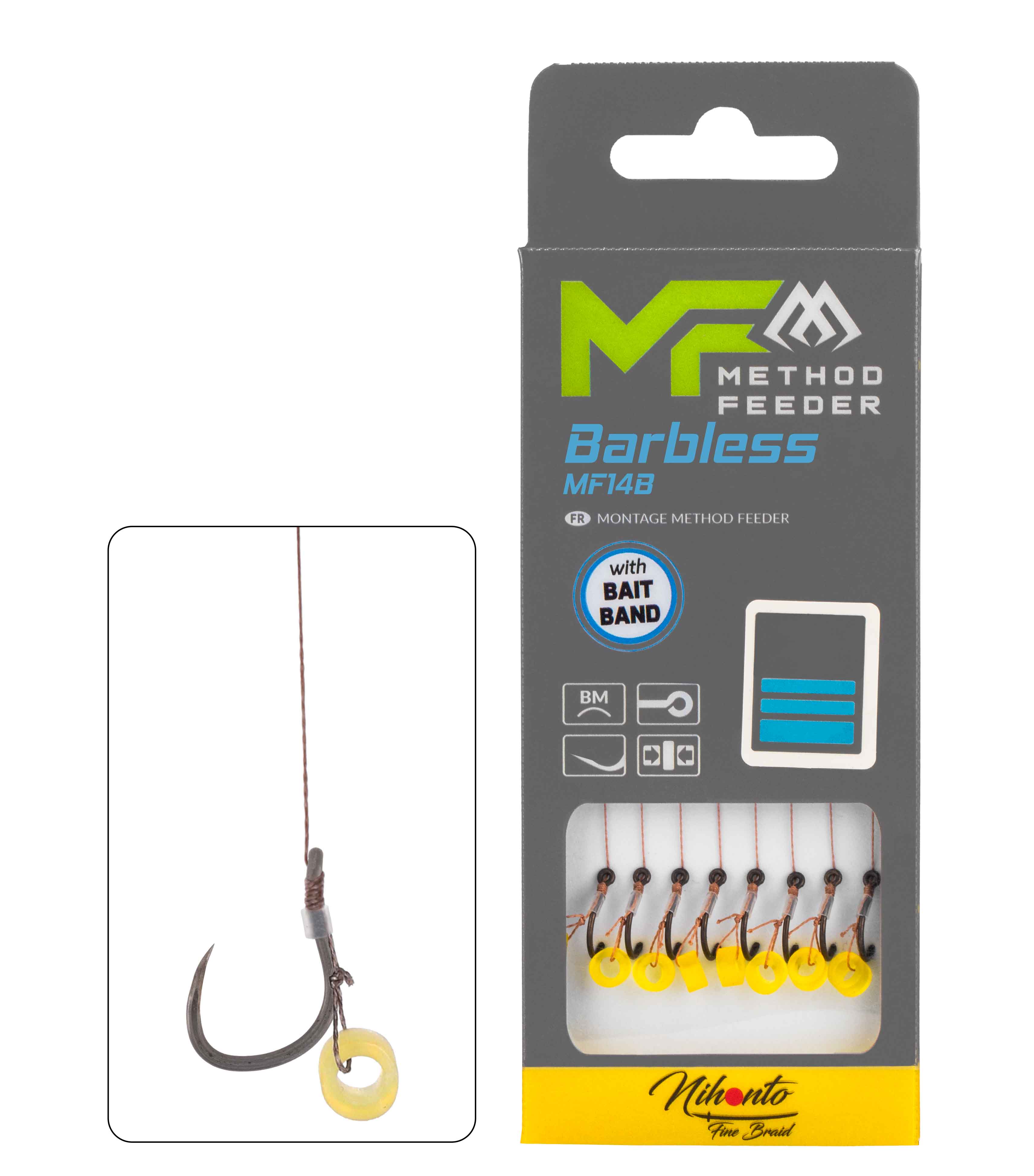 MF RIG - MF14 WITH BAIT BAND - BARBLESS HOOKS NO 4 / braid 0.18mm/10cm - 8 pcs.