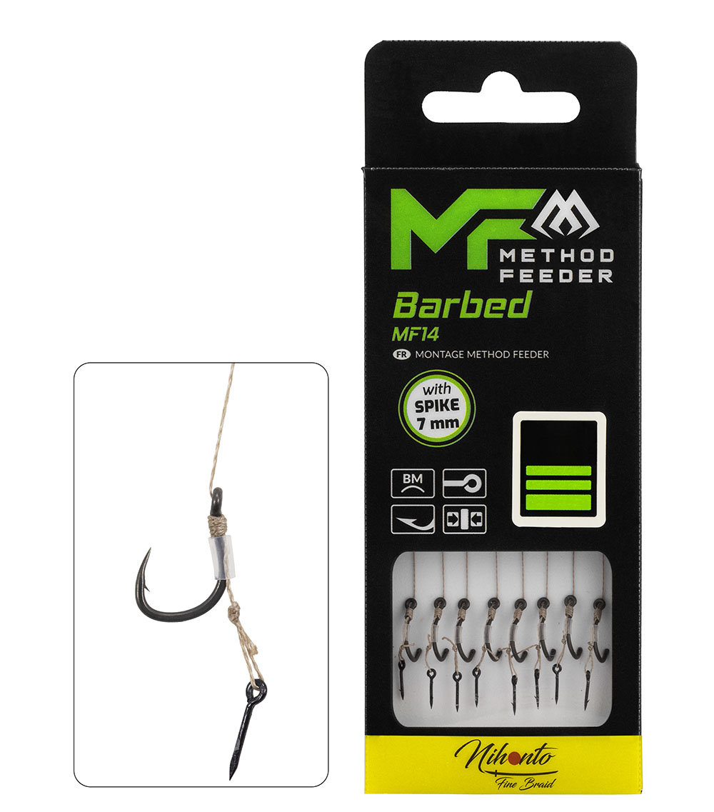MF RIG - MF14 WITH SPIKE - BARBED HOOKS NO 4 / braid 0.18mm/10cm - 8 pcs.