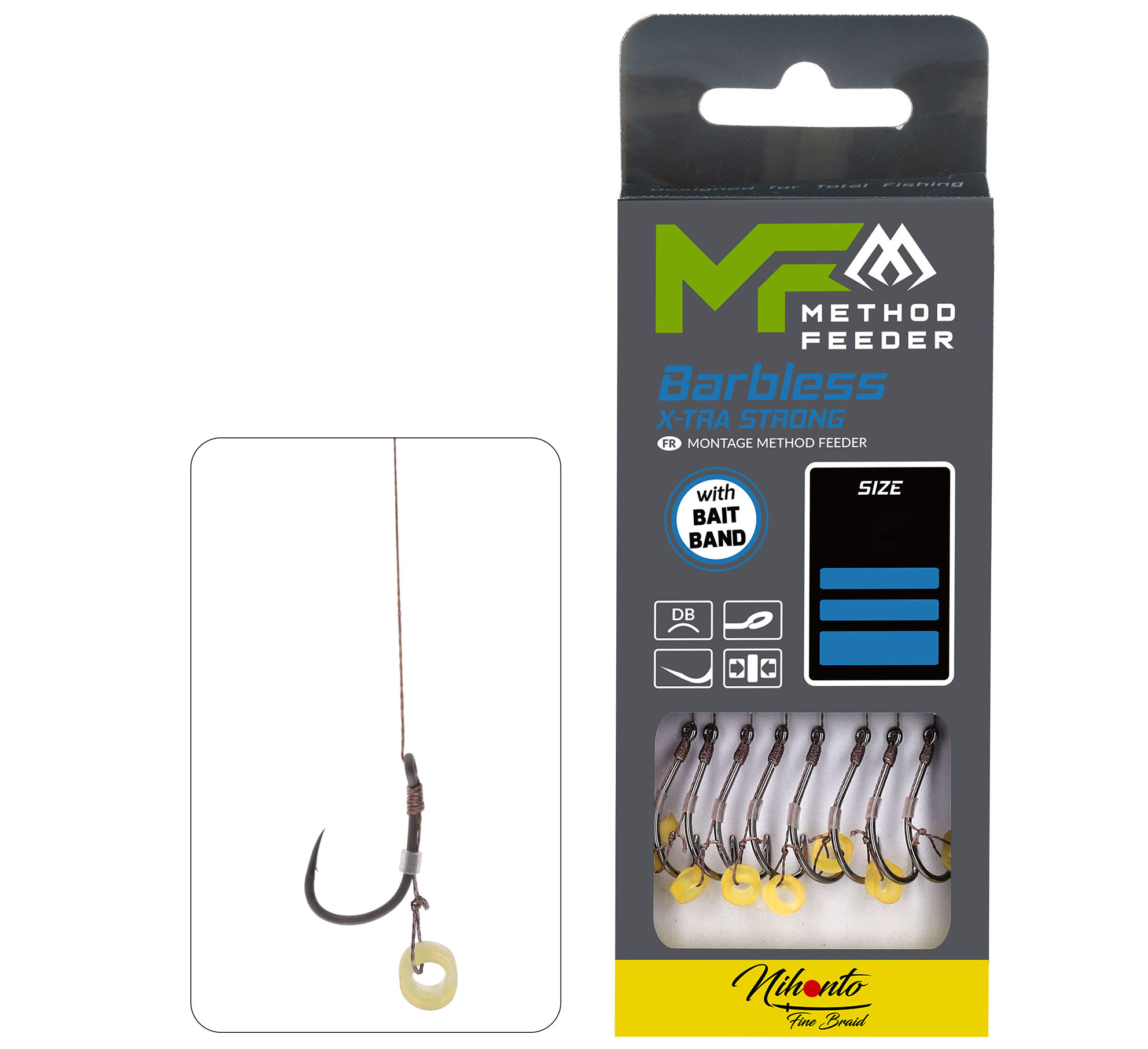 MF RIG - WITH BAIT BAND - BARBLESS HOOKS NO 10 DB / braid: 0.12mm/10cm - 8 pcs.