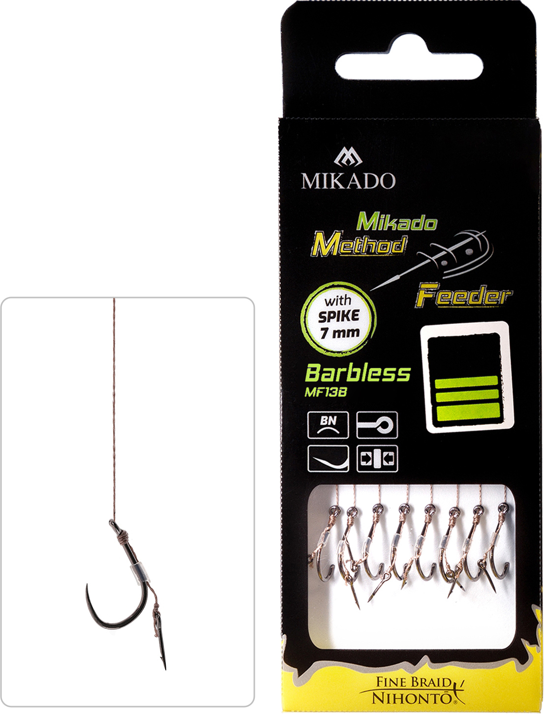 MF RIG - WITH SPIKE - BARBLESS HOOKS NO 10 DB / braid: 0.12mm/10cm - 8 pcs.