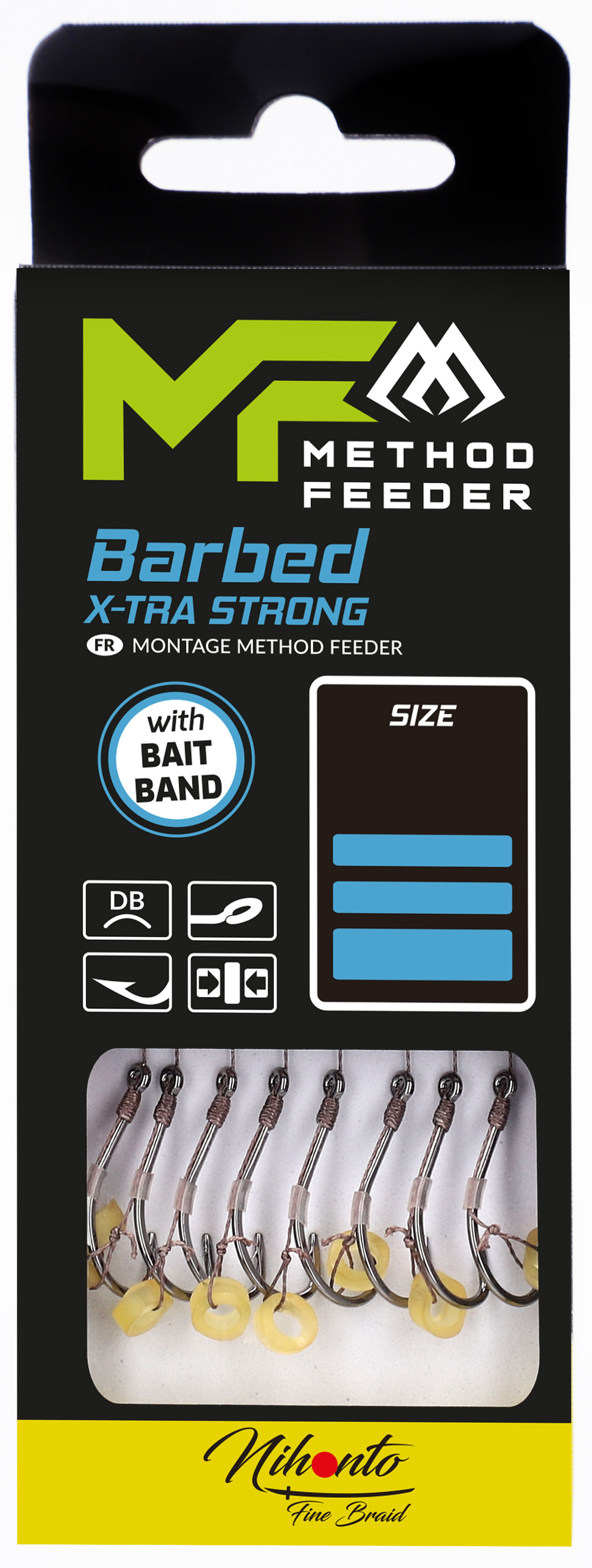 MF RIG - WITH BAIT BAND - BARBED HOOKS NO 12 DB / braid: 0.12mm/10cm - 8 pcs.