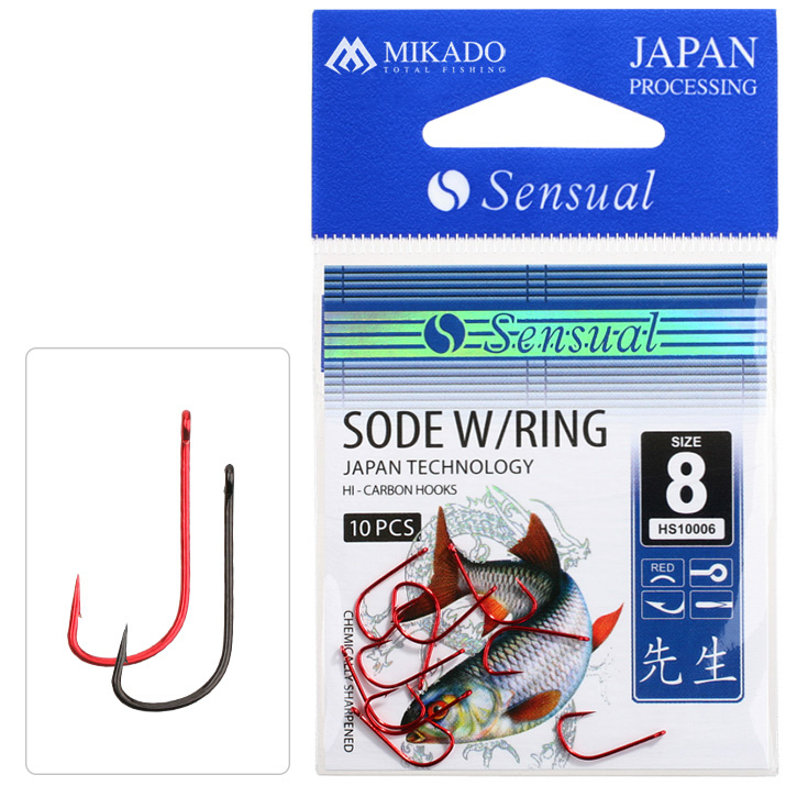 HOOK - SENSUAL - SODE W/RING NO 10 RED - 10 pcs.