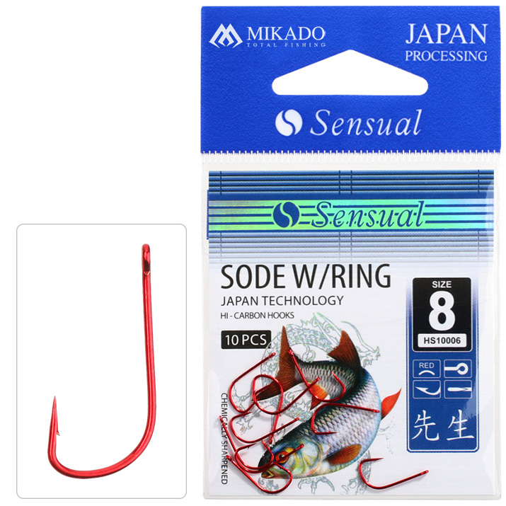 HOOK - SENSUAL - SODE W/RING NO 10 RED - 10 pcs.