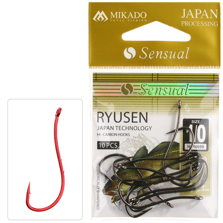 HOOK - SENSUAL - RYUSEN W/RING NO 1/0 RED - 10 pcs.