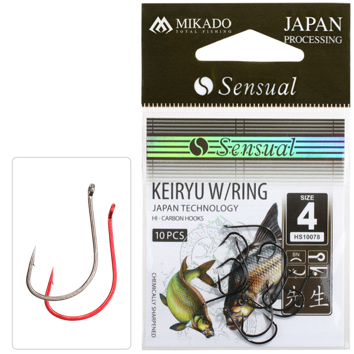 HOOK - SENSUAL - KEIRYU W/RING NO 10 RED - 10 pcs.