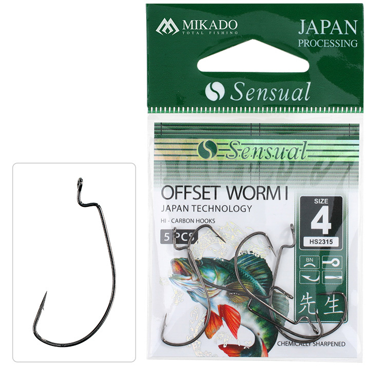 HOOK - SENSUAL - OFFSET WORM I NO 1/0 BN - 5 pcs.