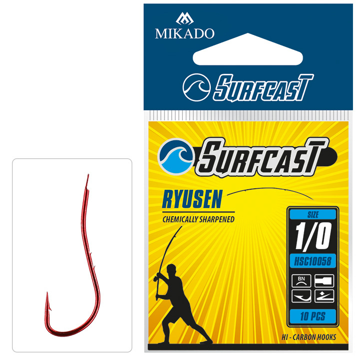 HOOK - SURFCAST - RYUSEN NO 8 RED - 10 pcs.