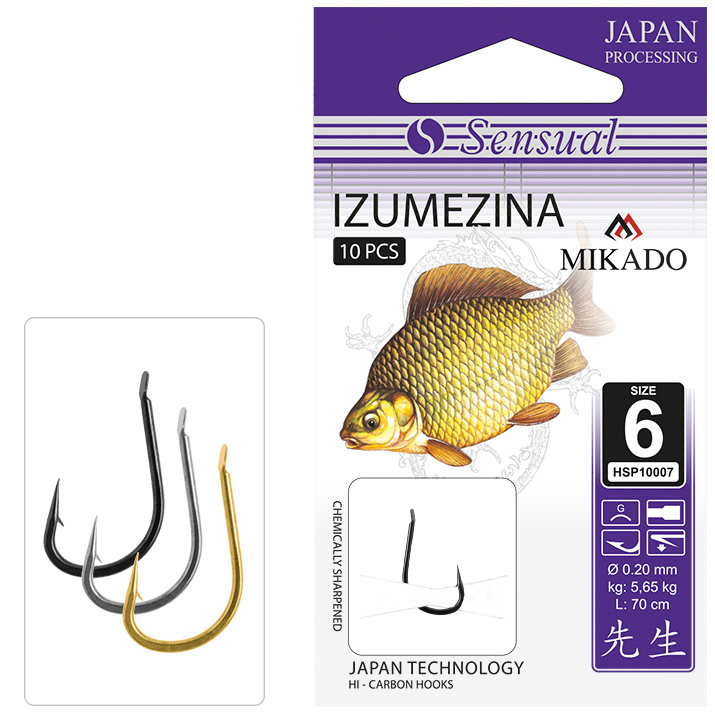 SNELLED HOOKS - SENSUAL - IZUMEZINA NO 6 NI / line: 0.20mm/70cm - 10 pcs.