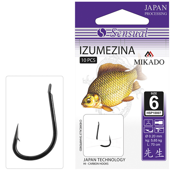 SNELLED HOOKS - SENSUAL - IZUMEZINA NO 6 NI / line: 0.20mm/70cm - 10 pcs.
