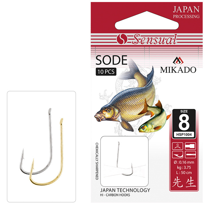 SNELLED HOOKS - SENSUAL - SODE NO 12 NI / line: 0.12mm/70cm - 10 pcs.