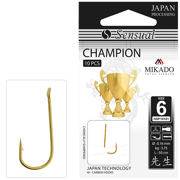 SNELLED HOOKS - SENSUAL - CHAMPION NO 6 G / line: 0.18mm/70cm - 10 pcs.