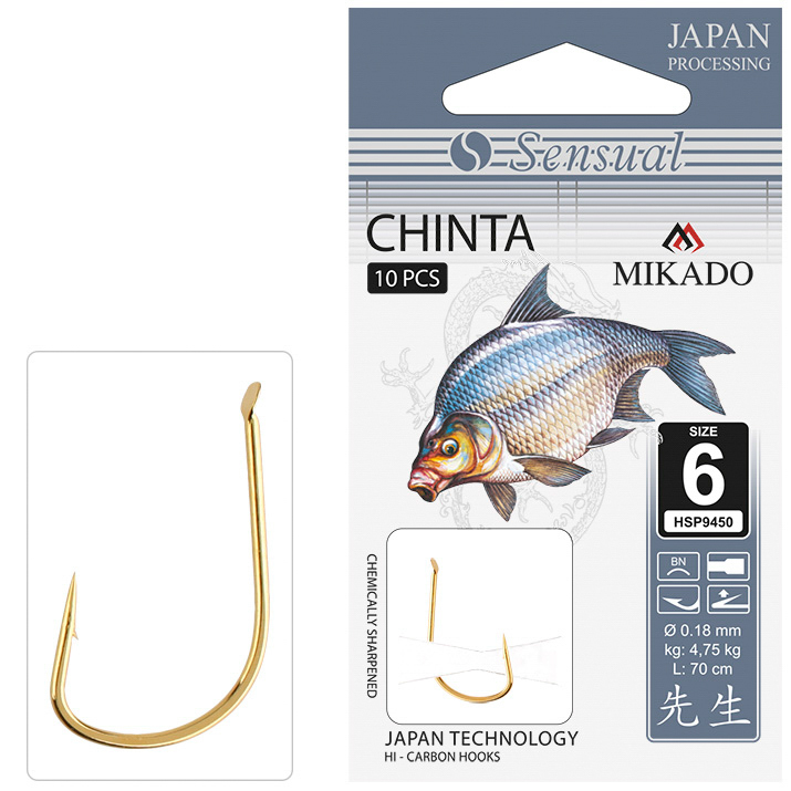 SNELLED HOOKS - SENSUAL - CHINTA NO 12 G / line: 0.14mm/70cm - 10 pcs.