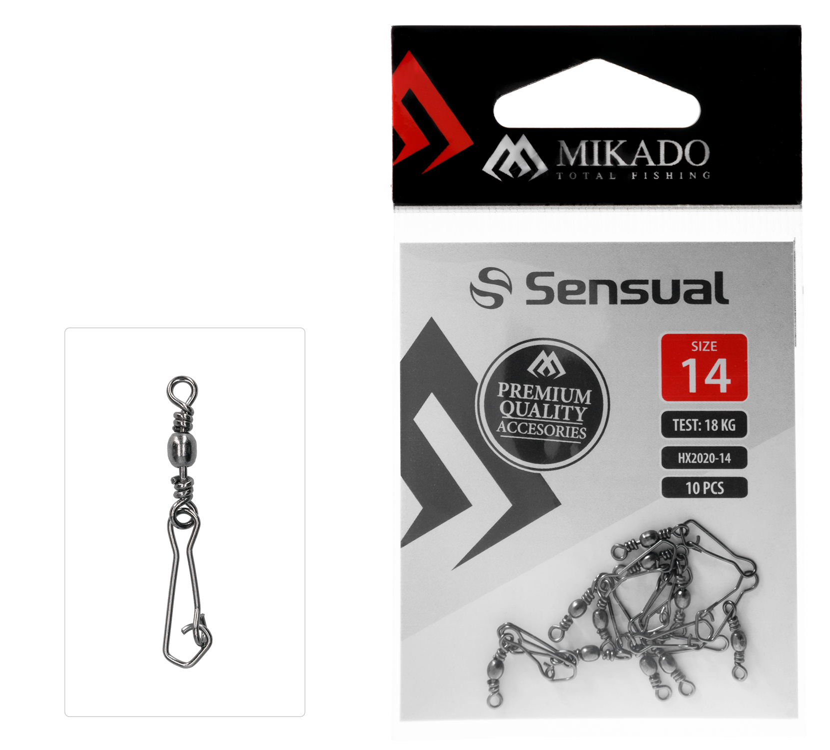 SNAP - HOOKED WITH BARREL SWIVEL NO 4 BN - 10 pcs.