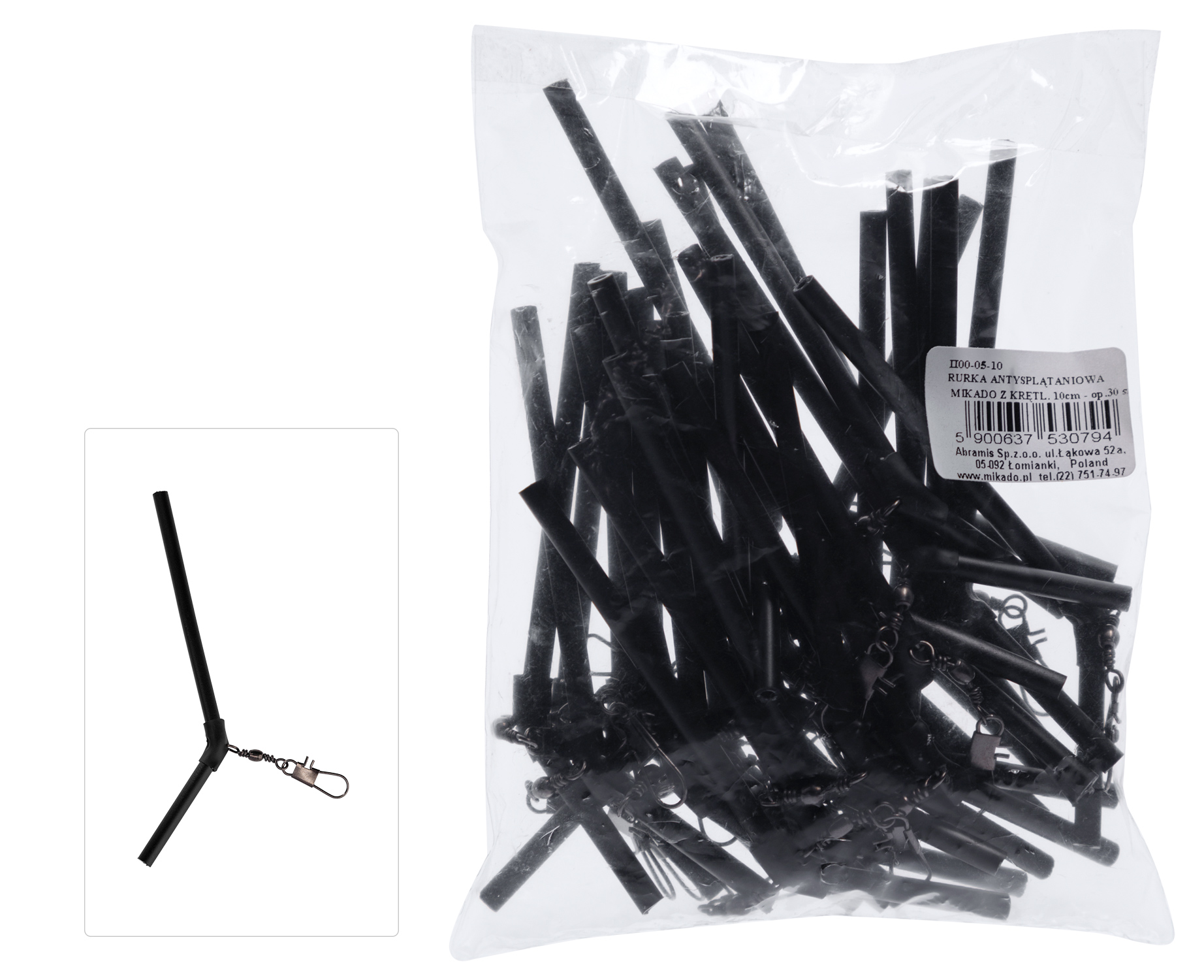 TUBE - ANTI TANGLE WITH SWIVEL 25cm - 30 pcs.