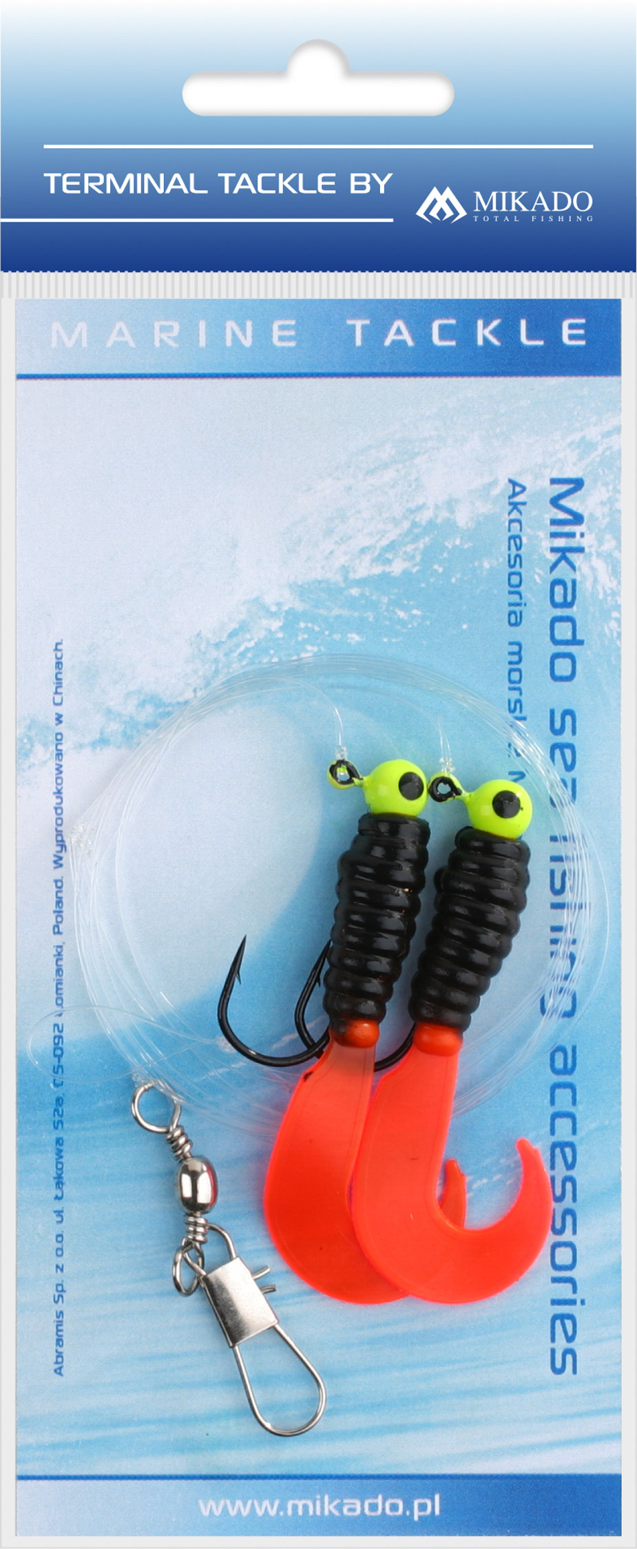 SEA SET - PILK TWIST JIGHEAD RIG 7.5cm-2x3g - BLACK AND RED - 1 set.