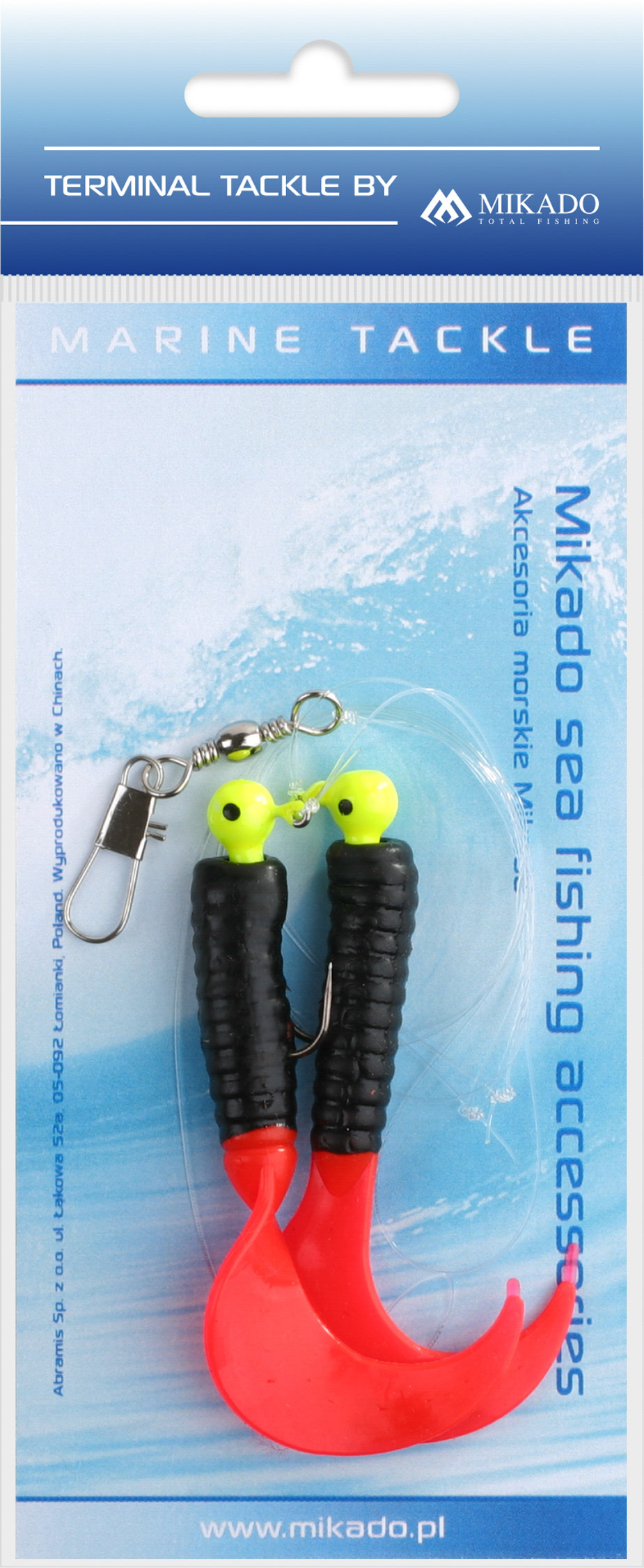 SEA SET - PILK TWIST JIGHEAD RIG 7.5cm-2x3g - BLACK AND RED - 1 set.