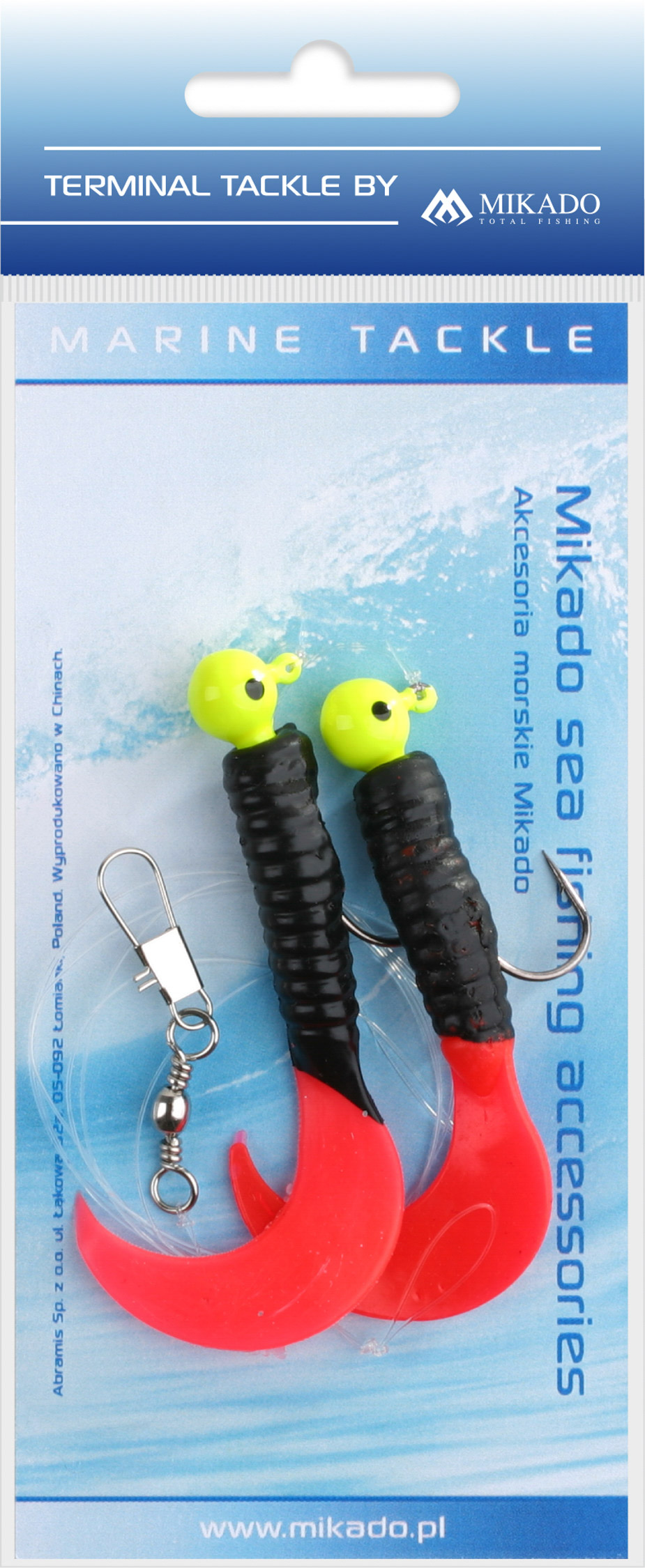 SEA SET - PILK TWIST JIGHEAD RIG 7.5cm-2x6g - BLACK AND RED - 1 set.