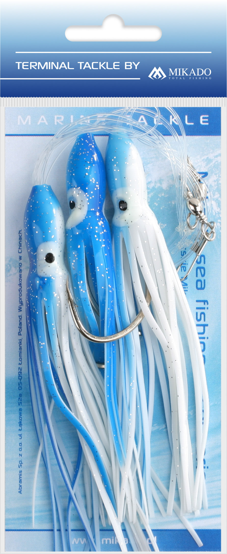 SEA SET - OCTOPUS RIG 12cm - HOOK 3x7/0 - BLUE AND WHITE - 1 set.