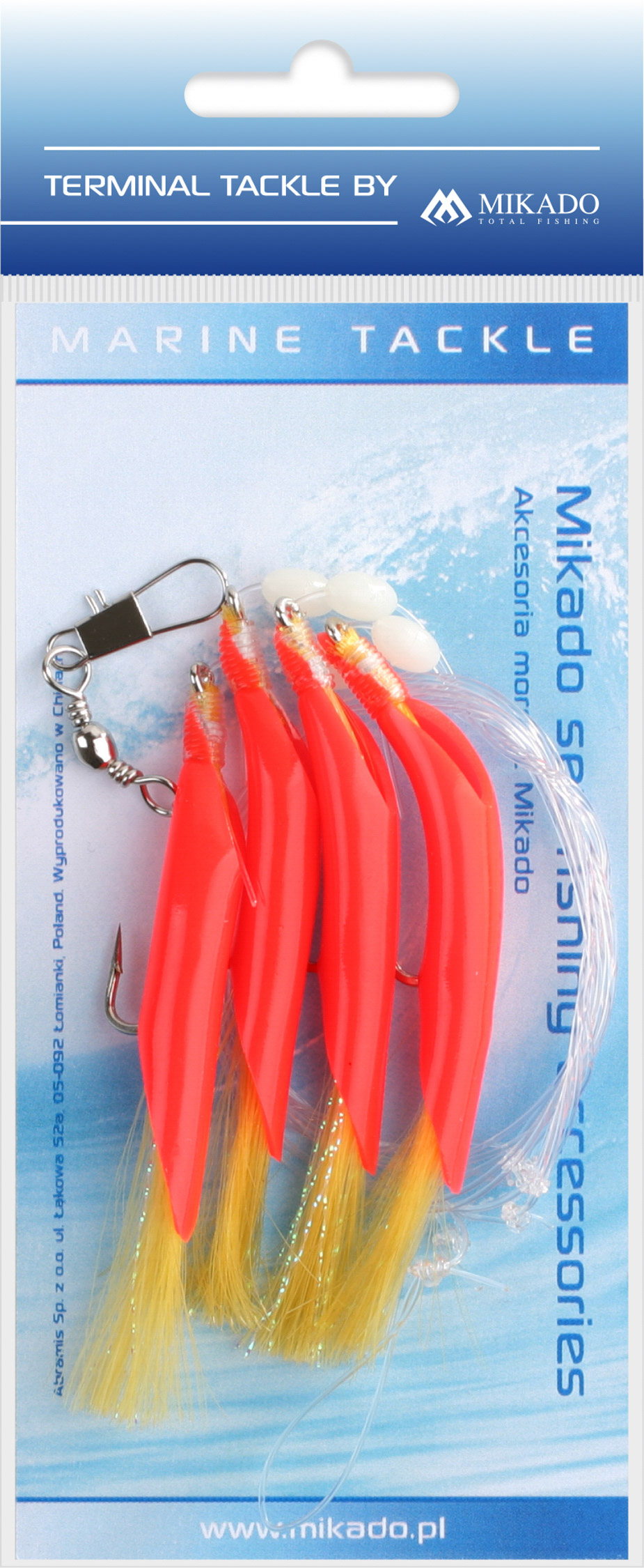 SEA SET - HAIR TUBE RIG - HOOK NO 1/0 - RED AND YELLOW - 1 set.