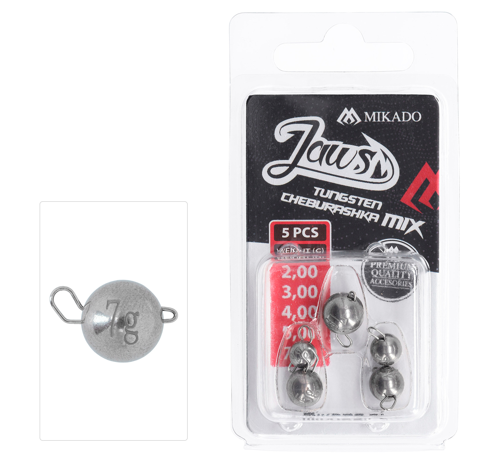 CHEBURASHKA - TUNGSTEN JAWS SET (2g/3g/4g/5g/7g) - 5 pcs.