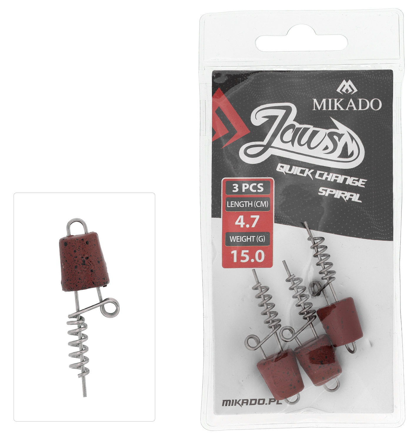 SCREW - FOR BAITS - JAWS QUICK CHANGE SPIRAL - 15gr - 4.7cm - 3 pcs.