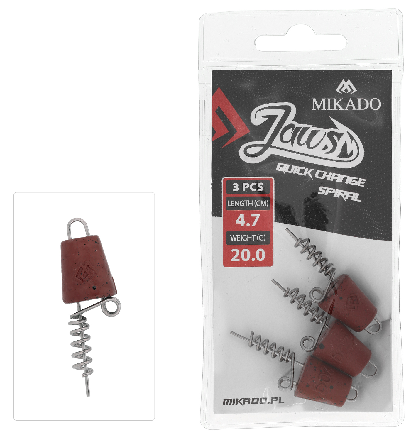 SCREW - FOR BAITS - JAWS QUICK CHANGE SPIRAL - 20gr - 4.7cm - 3 pcs.