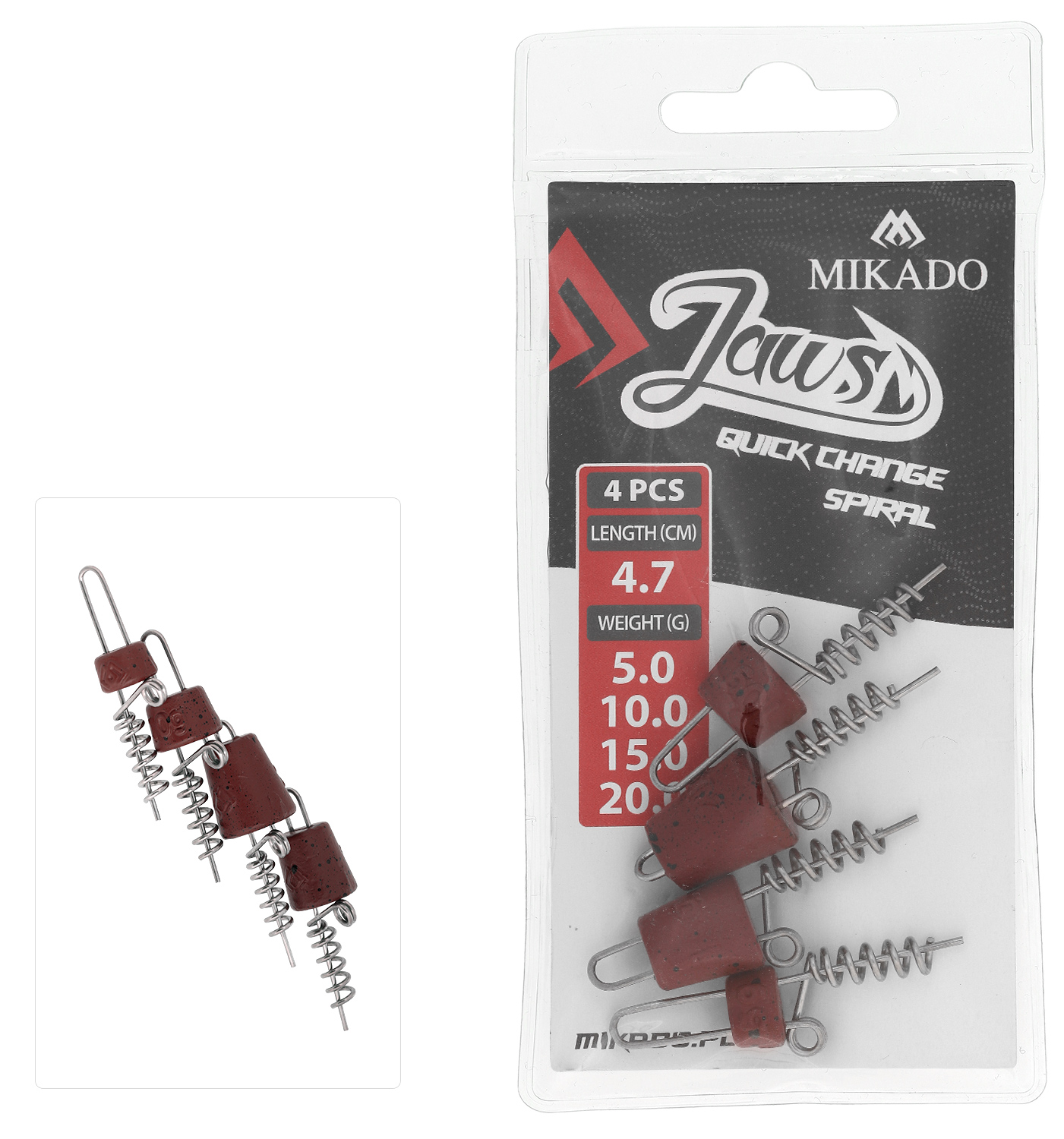 SCREW - FOR BAITS - JAWS QUICK CHANGE SPIRAL - MIX - 4.7cm - 4 pcs.